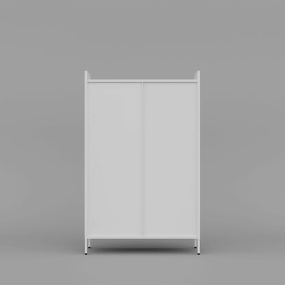 Freestanding Pantry Cabinet with Retractable Doors - White_4