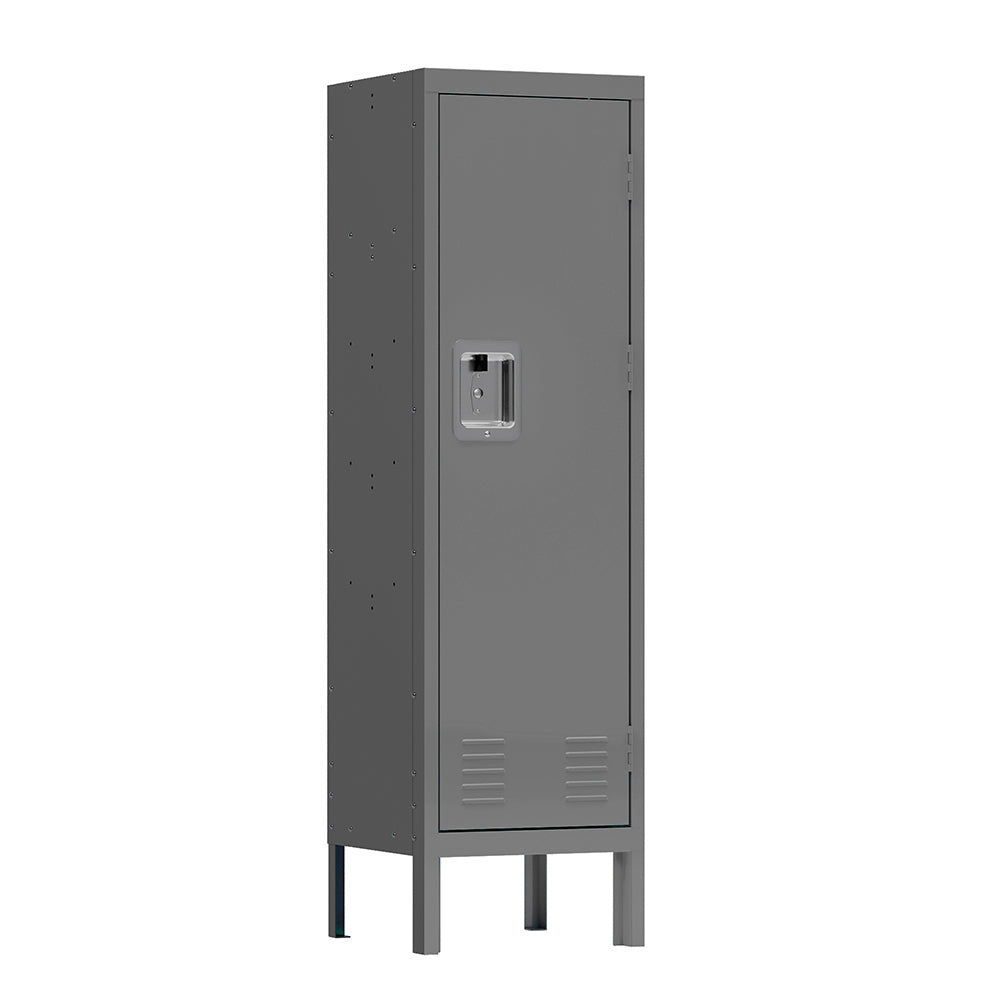 Retro Style Tall Metal Locker - Grey_1