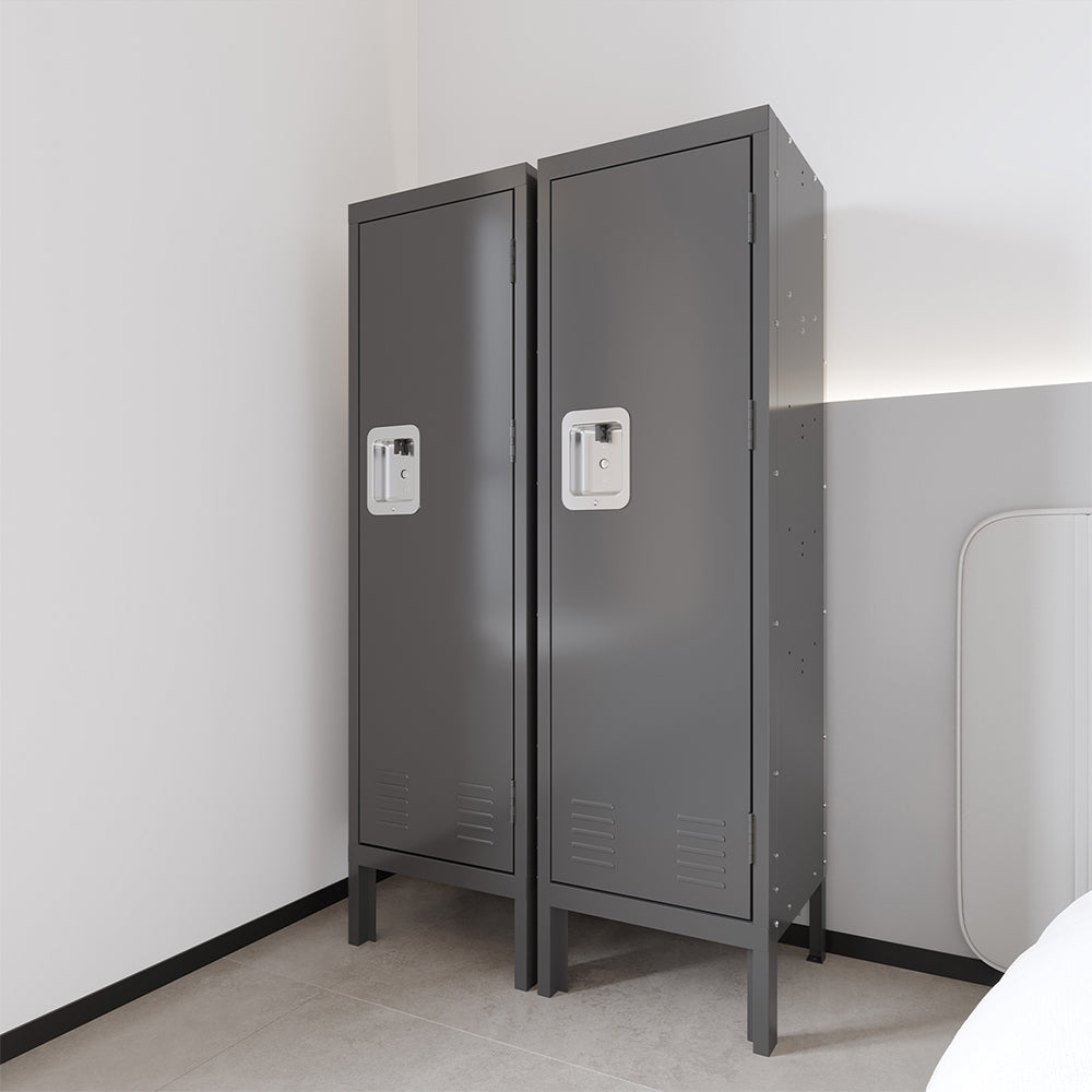 Retro Style Tall Metal Locker - Grey_4
