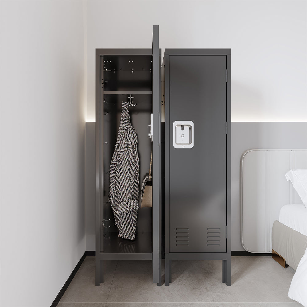 Retro Style Tall Metal Locker - Grey_3