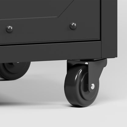3-Door Metal Storage Cabinet on Wheels - Black_6