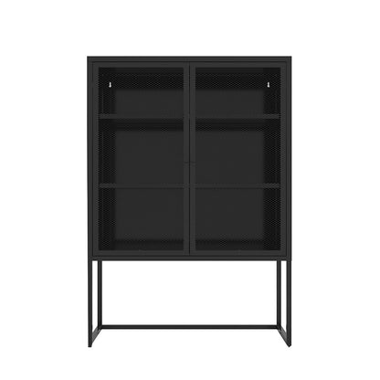 Black Modern Accent Storage Cabinet with Doors - Free Standing_0
