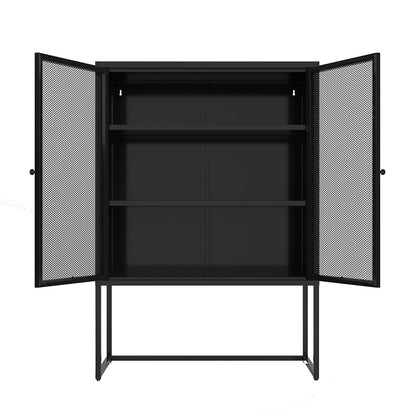 Black Modern Accent Storage Cabinet with Doors - Free Standing_5