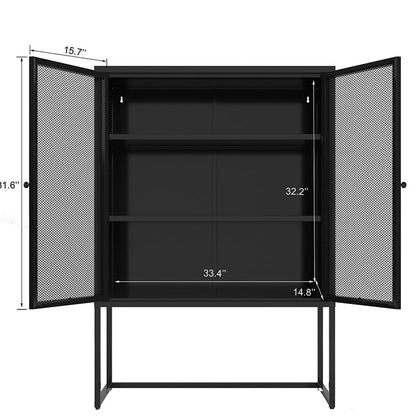 Black Modern Accent Storage Cabinet with Doors - Free Standing_7