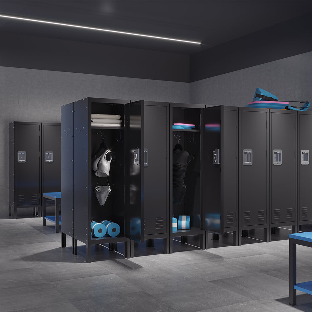 Retro-Style Tall Metal Locker - Black_1