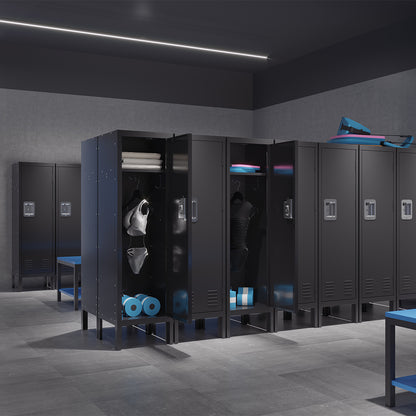 Retro-Style Tall Metal Locker - Black_1