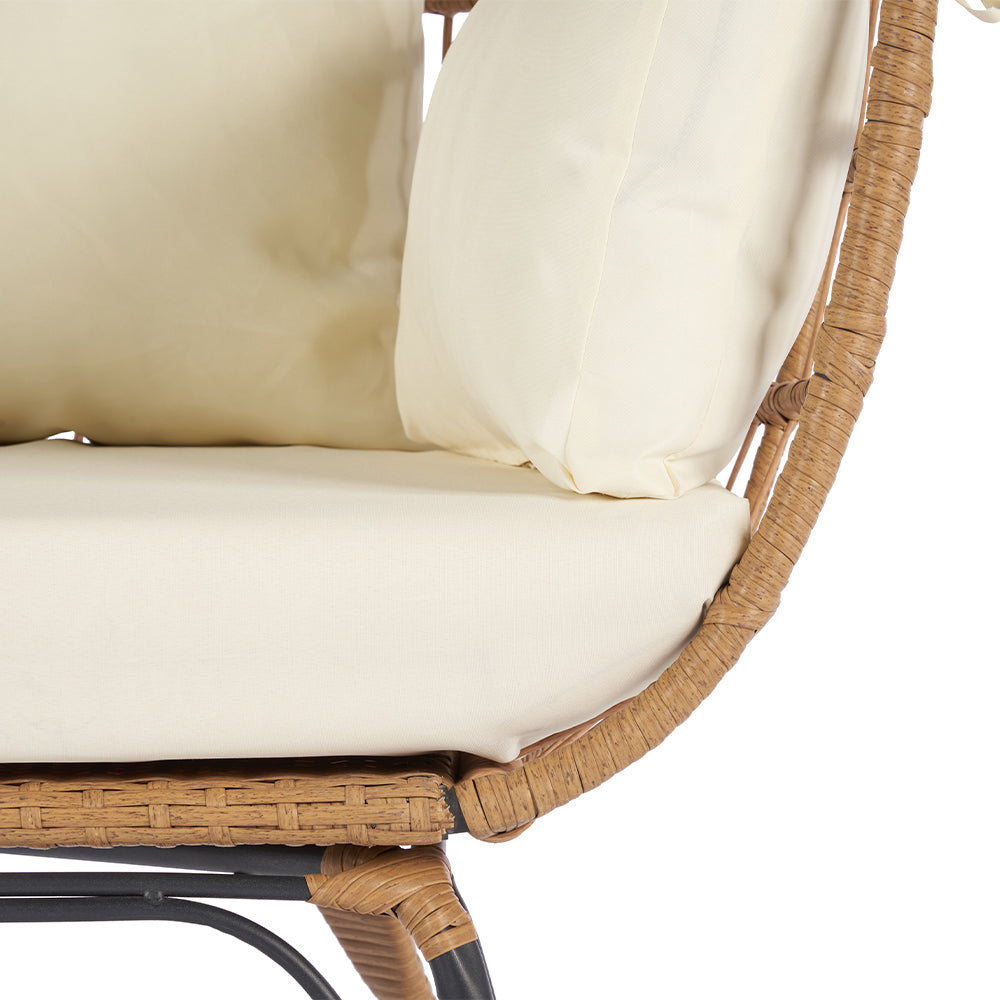 Wicker Egg Chair with Cushions - Beige_10