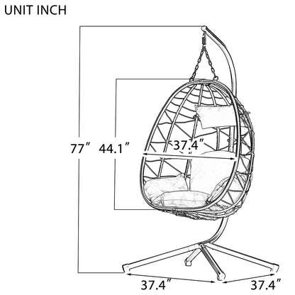 Wicker Hanging Egg Chair with Stand - Indoor/Outdoor Swing_11