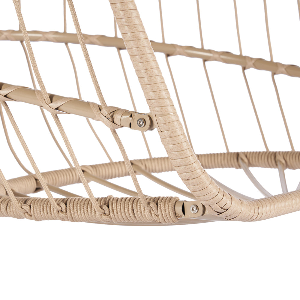Rattan Egg Swing Hanging Chair - Wood, Light Grey Cushion_4