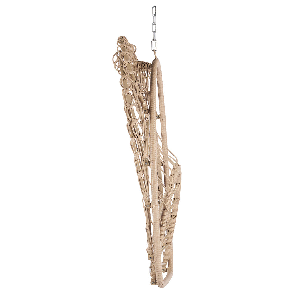 Rattan Egg Swing Hanging Chair - Wood, Light Grey Cushion_7