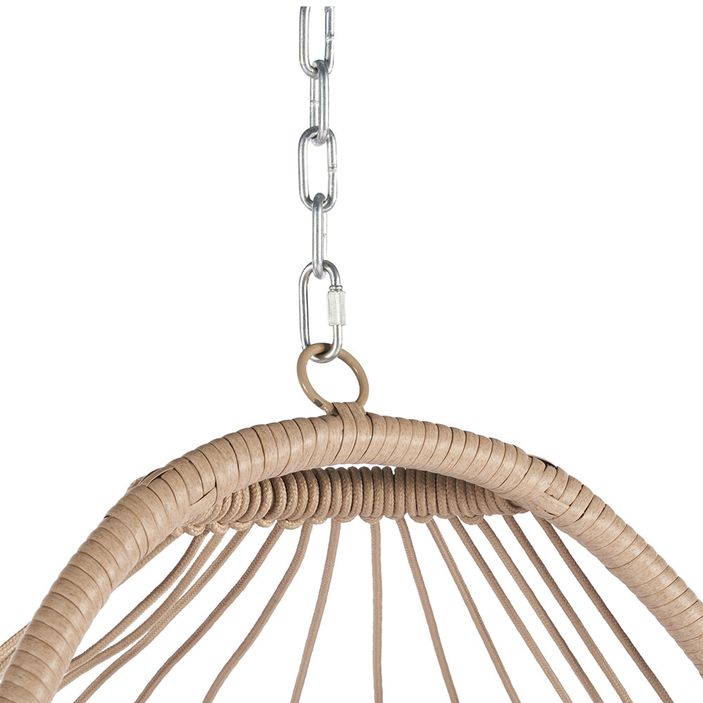 Rattan Egg Swing Hanging Chair - Wood, Light Grey Cushion_5