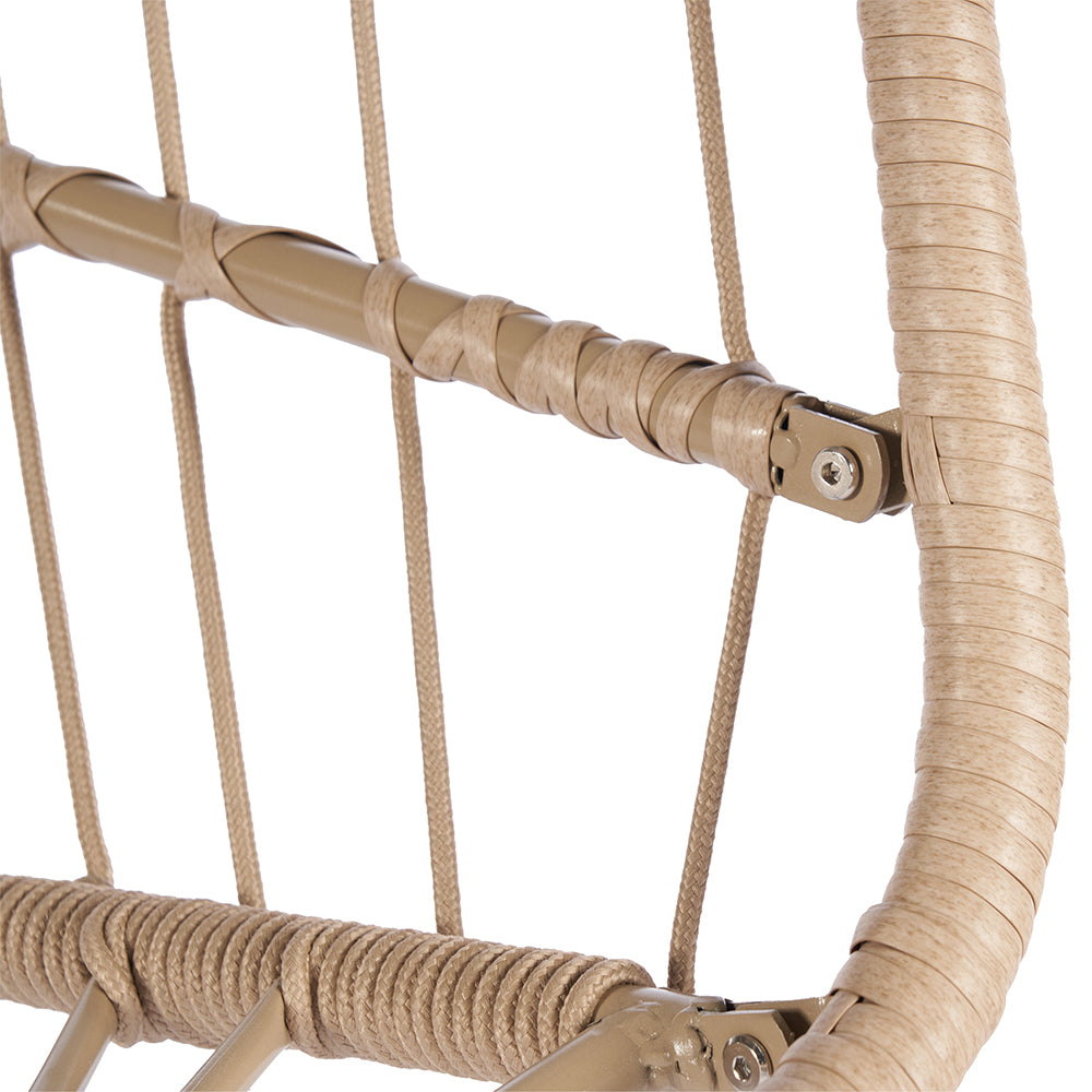 Rattan Egg Swing Hanging Chair - Wood, Red Cushion_8
