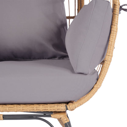 Wicker Egg Chair with Light Grey Cushion_5