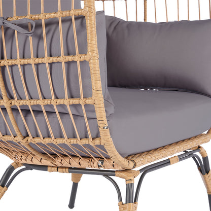 Wicker Egg Chair with Light Grey Cushion_4