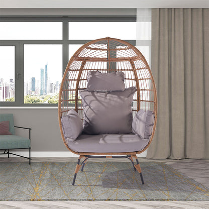 Wicker Egg Chair with Light Grey Cushion_2