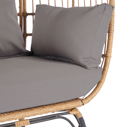 Wicker Egg Chair with Light Grey Cushion_8