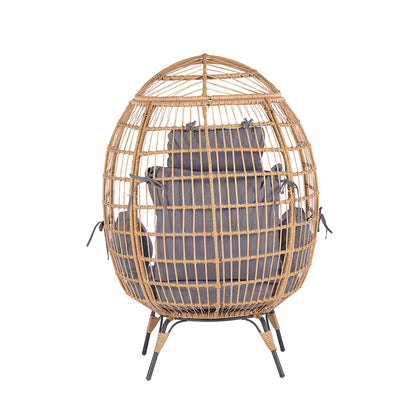 Wicker Egg Chair with Light Grey Cushion_6