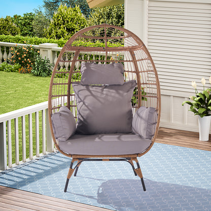 Wicker Egg Chair with Light Grey Cushion_1