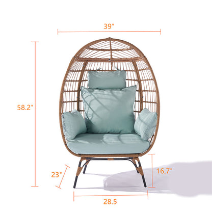 Wicker Egg Chair with Blue Cushion_12