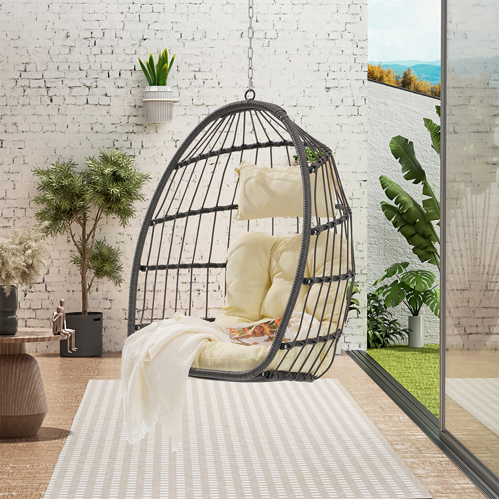 Rattan Egg Swing Chair - Wood, Outdoor/Garden_3