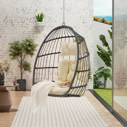 Rattan Egg Swing Chair - Wood, Outdoor/Garden_3