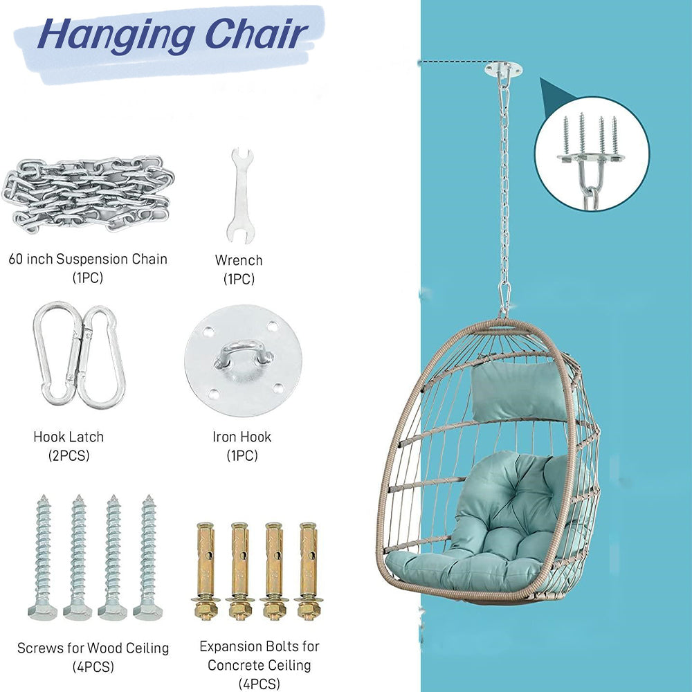 Rattan Egg Swing Chair - Wood, Outdoor/Garden_5