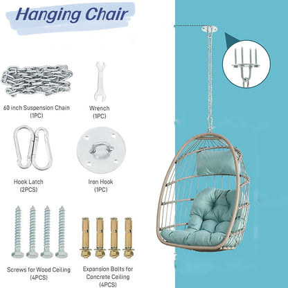 Rattan Egg Swing Chair - Wood, Outdoor/Garden_5