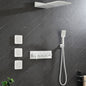 Wall Mounted Waterfall Rain Shower System 3 Body Sprays & Handheld Shower - White_1