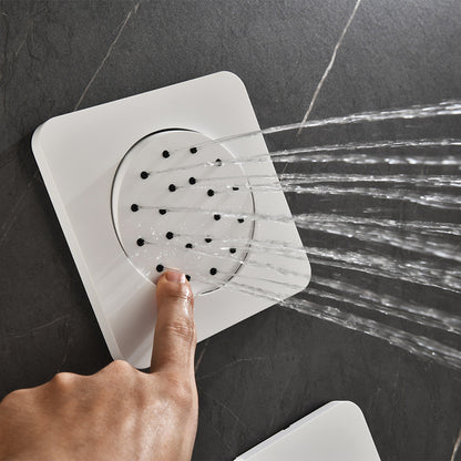 Wall Mounted Waterfall Rain Shower System 3 Body Sprays & Handheld Shower - White_7