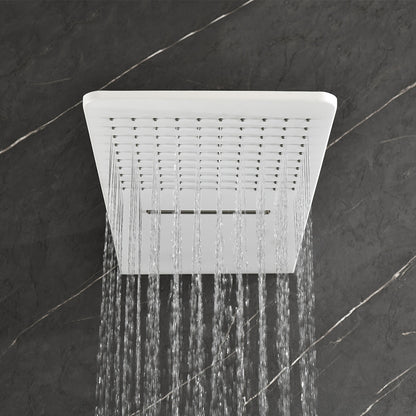 Wall Mounted Waterfall Rain Shower System 3 Body Sprays & Handheld Shower - White_3