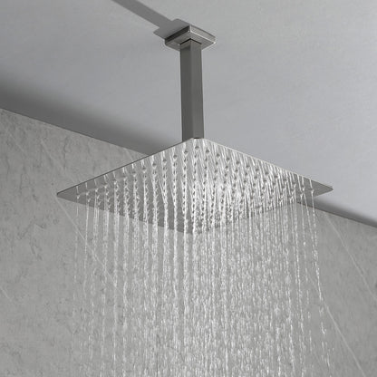 Rain Shower Head High Pressure Rainfall Showerhead Water Saving - White_2