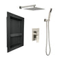 Shower System with Head Hand Shower Hose Valve Trim Lever Handles and Niche - Brushed Nickel_0