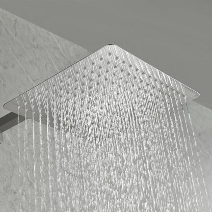 Shower System with Head Hand Shower Hose Valve Trim Lever Handles and Niche - Brushed Nickel_5