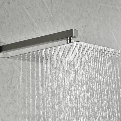 Shower System with Head Hand Shower Hose Valve Trim Lever Handles and Niche - Brushed Nickel_3