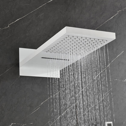 Shower SystemWaterfall Rainfall Shower Head with Handheld - White_3