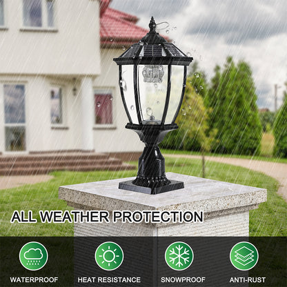 Black Solar Column Headlights With Dimmable LED_5
