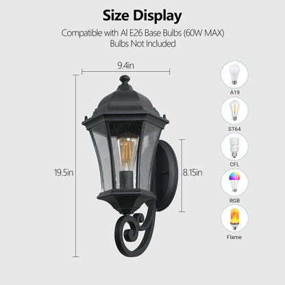 Outdoor Waterproof Glass Retro Wall Lamp - Black_8