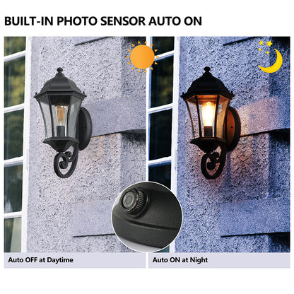 Outdoor Waterproof Glass Retro Wall Lamp - Black_6