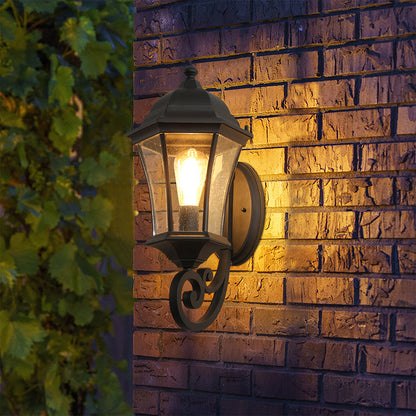 Outdoor Waterproof Glass Retro Wall Lamp - Black_4