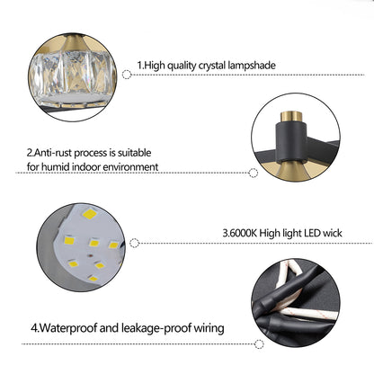 Modern 3-Light LED Crystal Vanity Lighting - Bathroom Wall Fixture Over Mirror_6