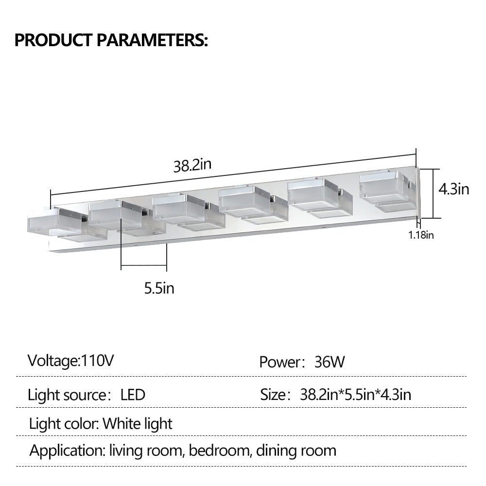 6-Light Chrome LED Modern Vanity Light Fixture for Bathroom & Makeup Table_7