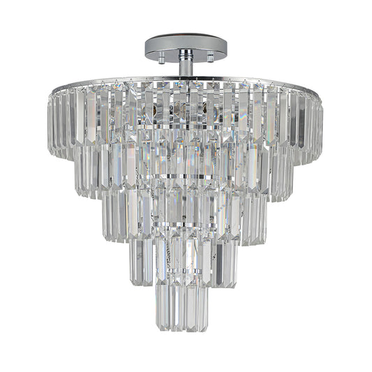 Modern White Chrome Crystal Chandelier_0