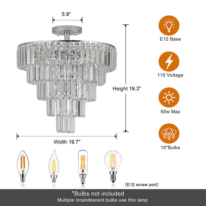 Modern White Chrome Crystal Chandelier_7