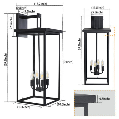 4-Bulbs Outdoor Wall Light - Black_9