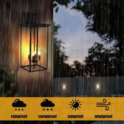 4-Bulbs Outdoor Wall Light - Black_8