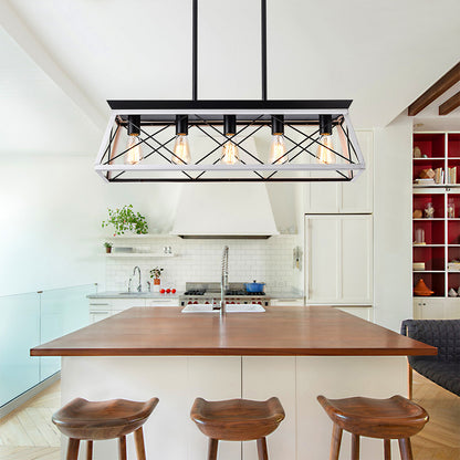 5-Light Retro Design Farmhouse Chandelier - White_2