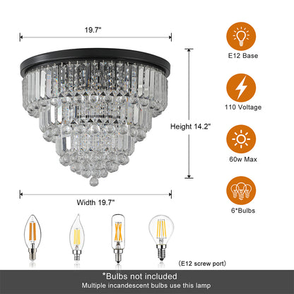 Modern Luxury Crystal Chandelier - Large Ceiling Light Fixture, Black_6