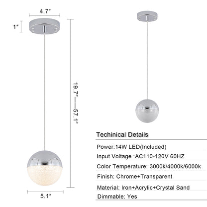 Pendant Light with Dimmable LED - Chrome_8