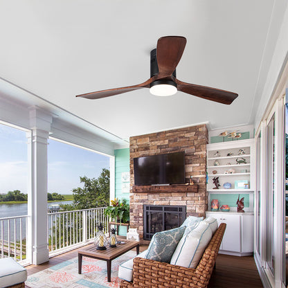 Semi Flush Ceiling Fan with Integrated LED Light - Solid Wood Blade_8