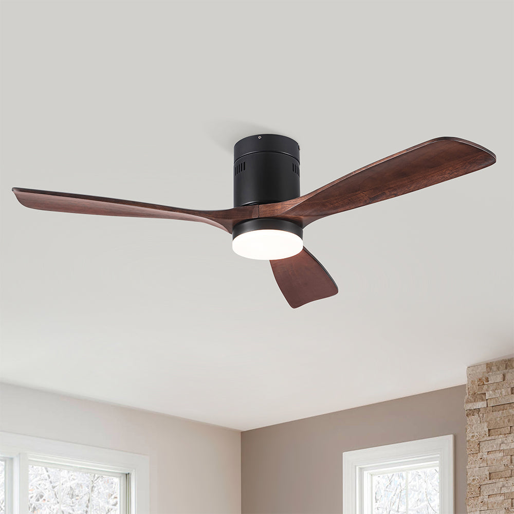 Semi Flush Ceiling Fan with Integrated LED Light - Solid Wood Blade_6